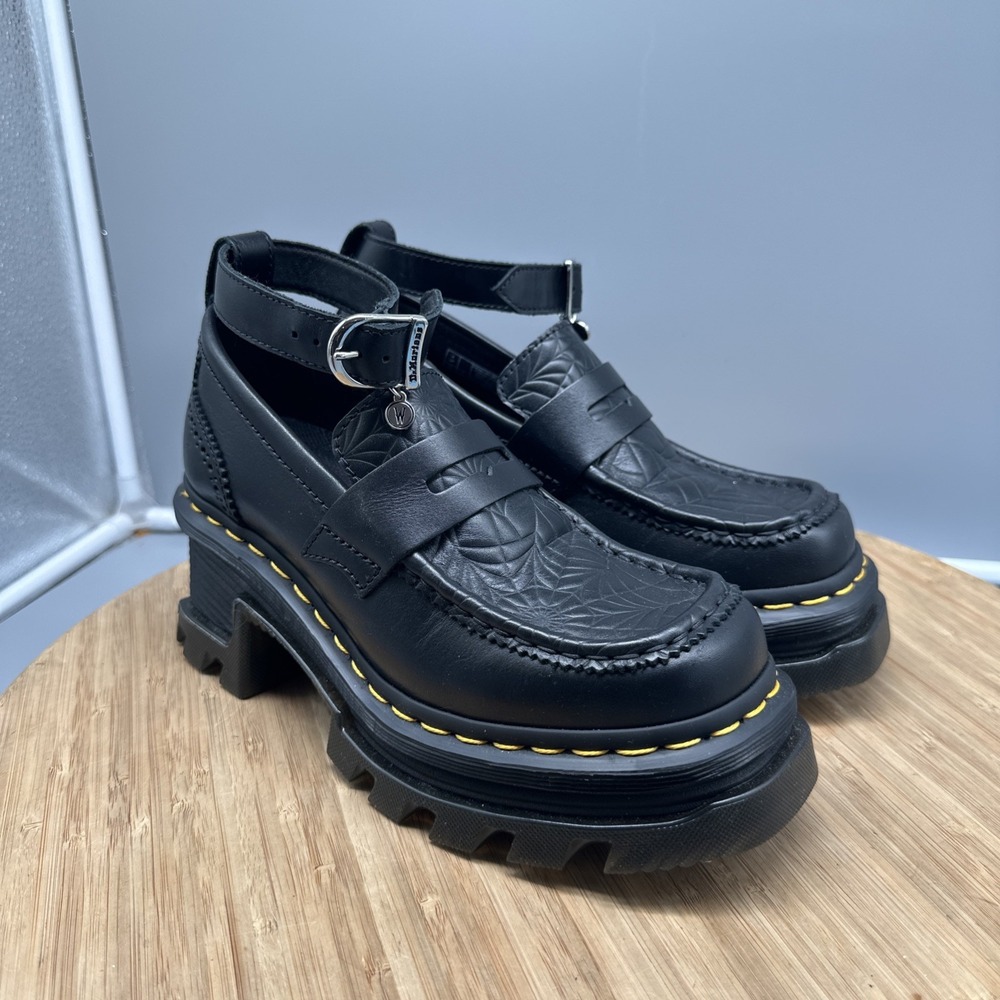 Dr. Martens Wednesday Adams Corran Loafers Womens 6 Black Leather EU37 New